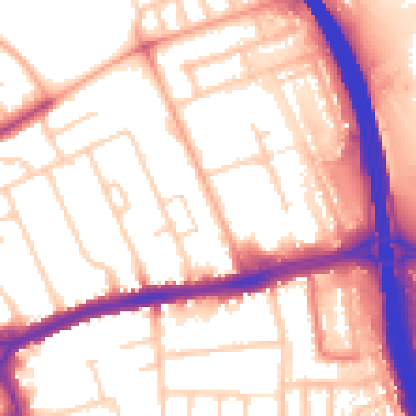 Daytime road noise heatmap for LU4 0EN