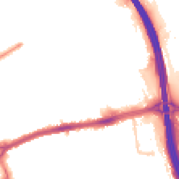 Night-time road noise heatmap for LU4 0EN