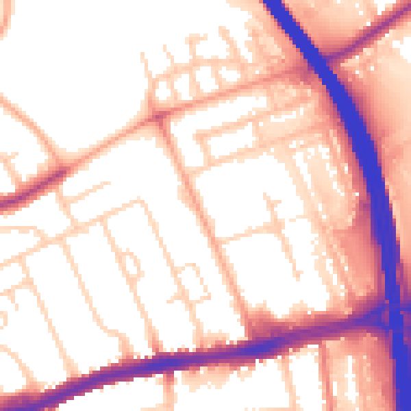 Daytime road noise heatmap for LU4 0EP