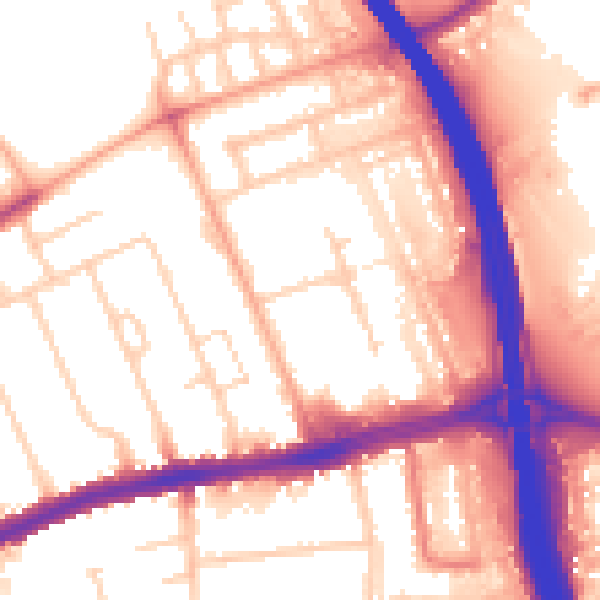 Daytime road noise heatmap for LU4 0ET