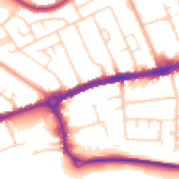 Daytime road noise heatmap for LU4 0JH
