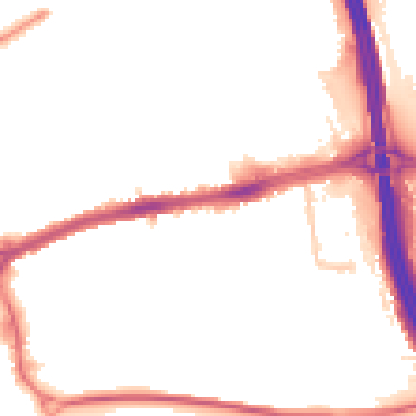 Night-time road noise heatmap for LU4 0PA