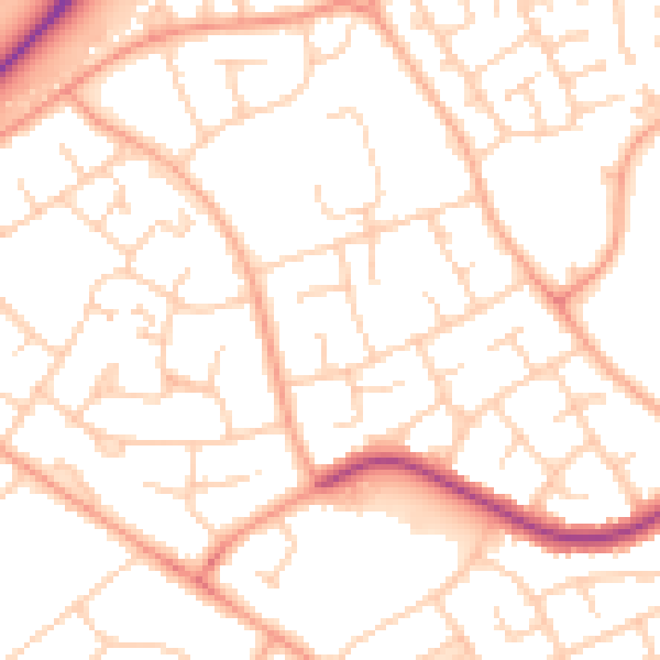 Daytime road noise heatmap for LU4 0PL