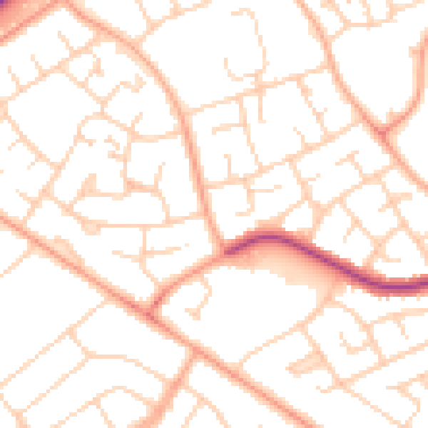 Daytime road noise heatmap for LU4 0QN