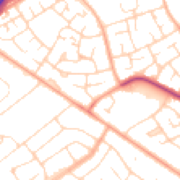 Daytime road noise heatmap for LU4 0QT