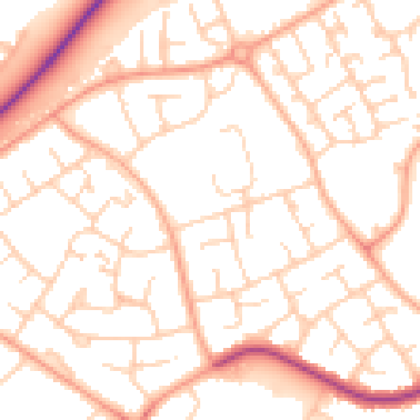 Daytime road noise heatmap for LU4 0QY