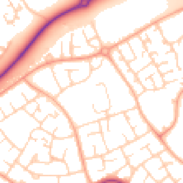 Daytime road noise heatmap for LU4 0RJ