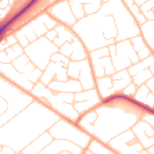 Daytime road noise heatmap for LU4 0RN