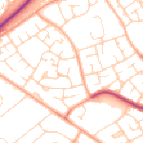 Daytime road noise heatmap for LU4 0RP