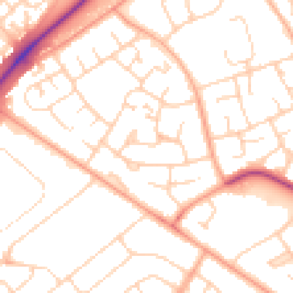 Daytime road noise heatmap for LU4 0RR