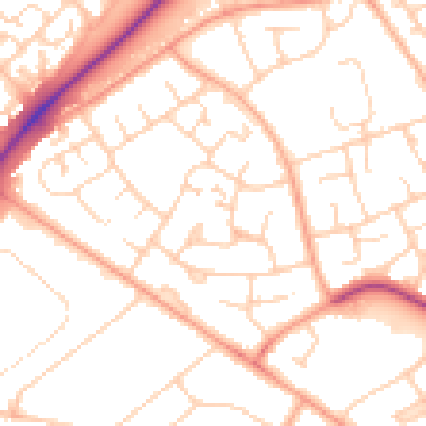 Daytime road noise heatmap for LU4 0RT