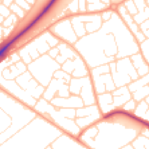 Daytime road noise heatmap for LU4 0RX