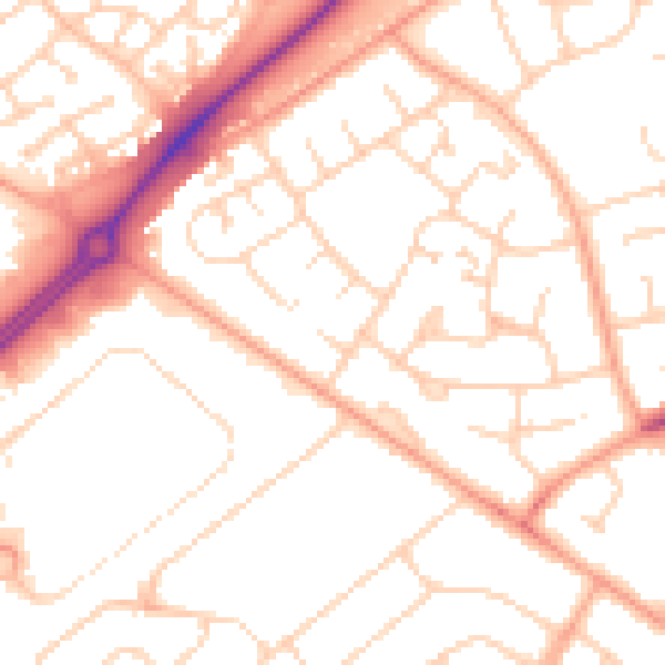 Daytime road noise heatmap for LU4 0SA