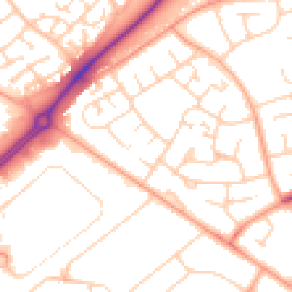 Daytime road noise heatmap for LU4 0SG