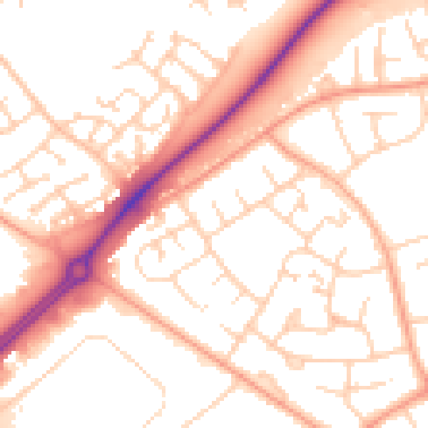 Daytime road noise heatmap for LU4 0SR