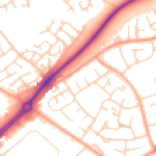 Daytime road noise heatmap for LU4 0TB