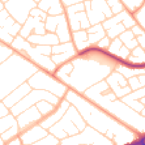 Daytime road noise heatmap for LU4 0TL