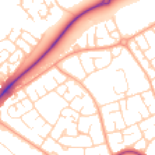 Daytime road noise heatmap for LU4 0UP