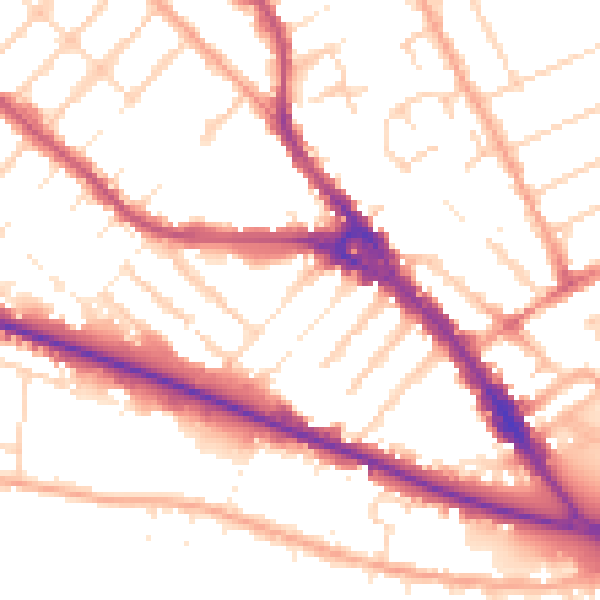 Daytime road noise heatmap for LU4 8AG