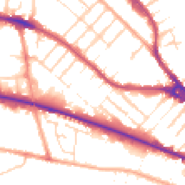 Daytime road noise heatmap for LU4 8AS