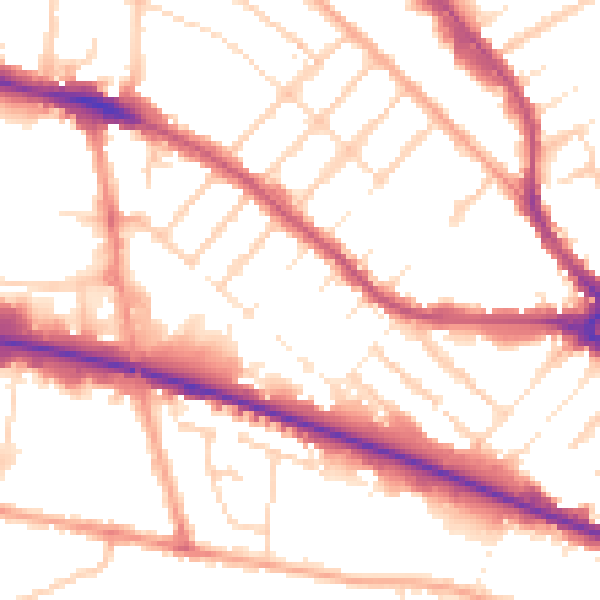 Daytime road noise heatmap for LU4 8AZ