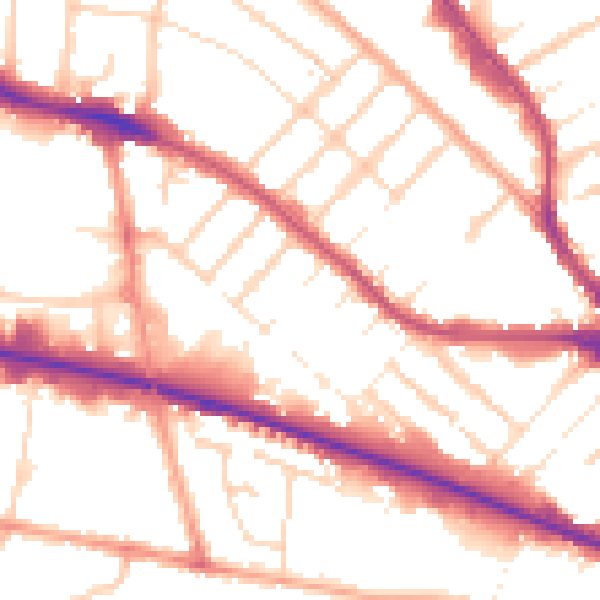 Daytime road noise heatmap for LU4 8BA