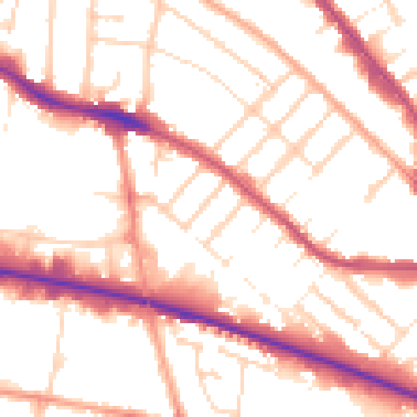 Daytime road noise heatmap for LU4 8BE