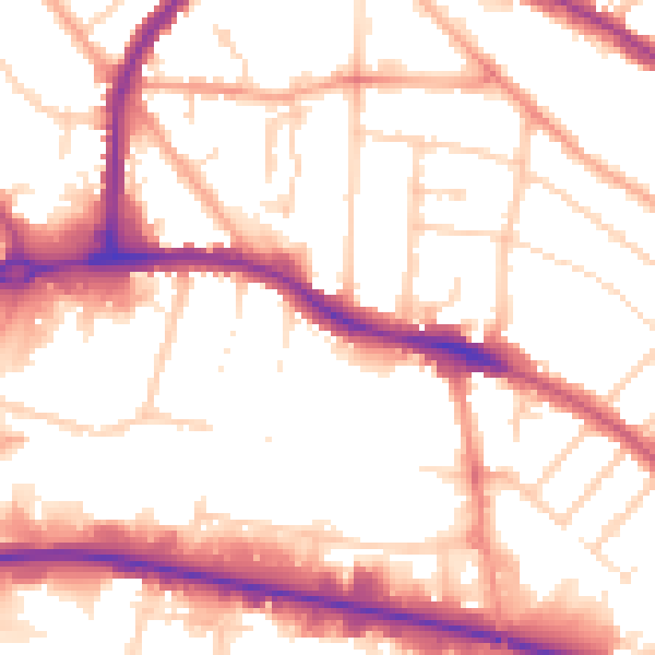 Daytime road noise heatmap for LU4 8DB