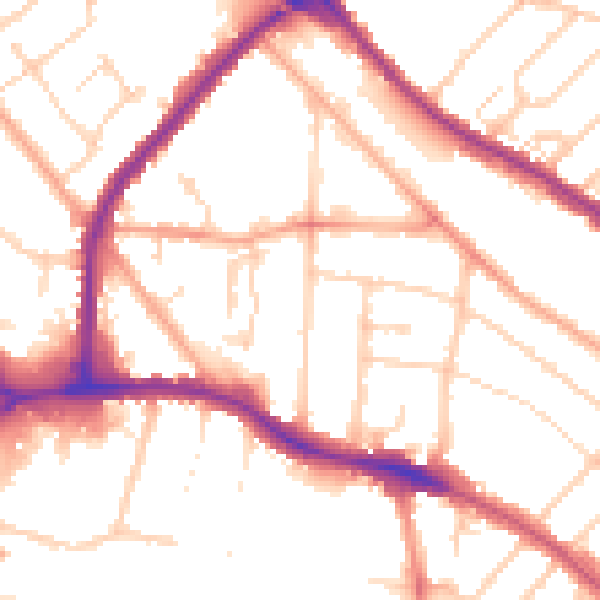 Daytime road noise heatmap for LU4 8DY