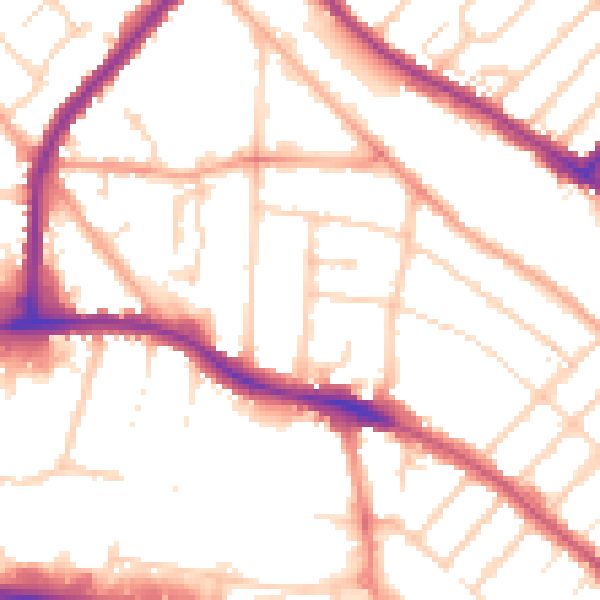 Daytime road noise heatmap for LU4 8EB