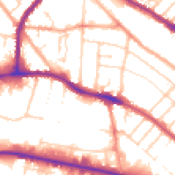 Daytime road noise heatmap for LU4 8EE