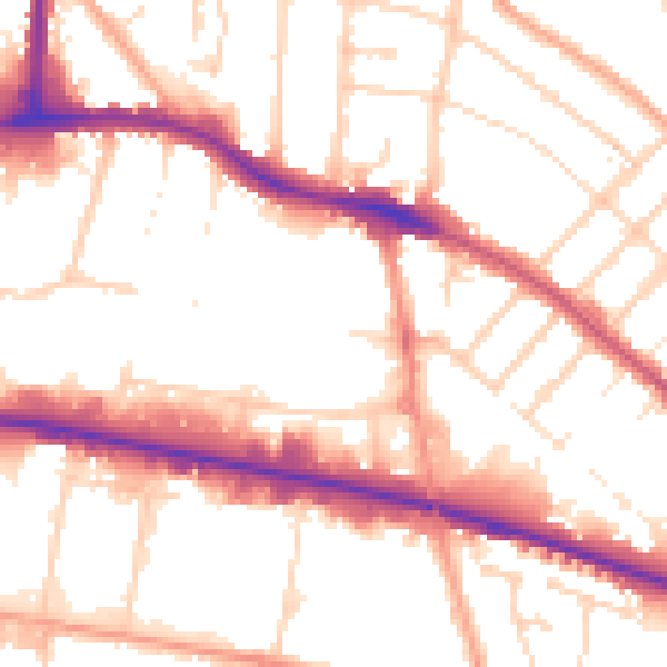 Daytime road noise heatmap for LU4 8EP