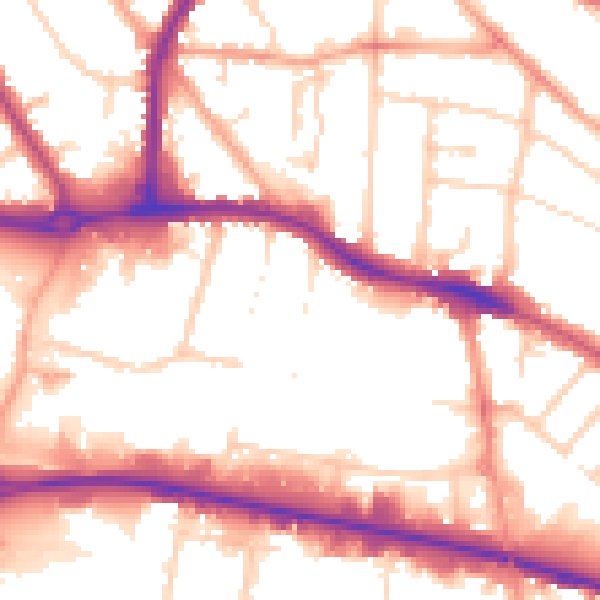Daytime road noise heatmap for LU4 8EU