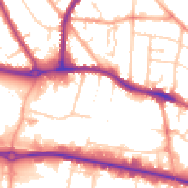 Daytime road noise heatmap for LU4 8EX