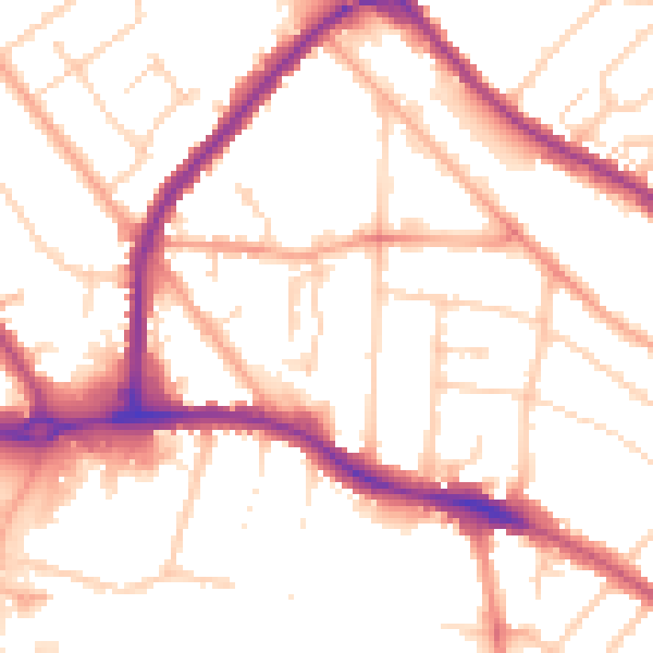 Daytime road noise heatmap for LU4 8FY