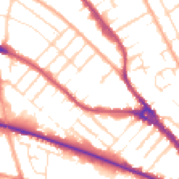 Daytime road noise heatmap for LU4 8JA