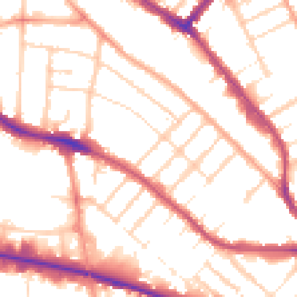 Daytime road noise heatmap for LU4 8JX