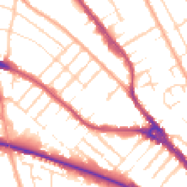 Daytime road noise heatmap for LU4 8LY