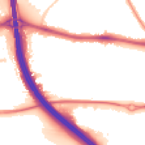Night-time road noise heatmap for LU4 8QU