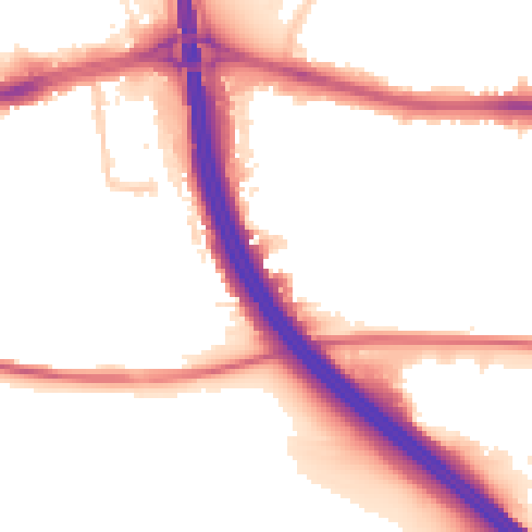 Night-time road noise heatmap for LU4 8RD