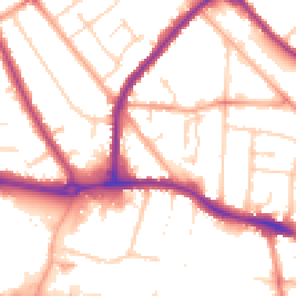 Daytime road noise heatmap for LU4 8RR