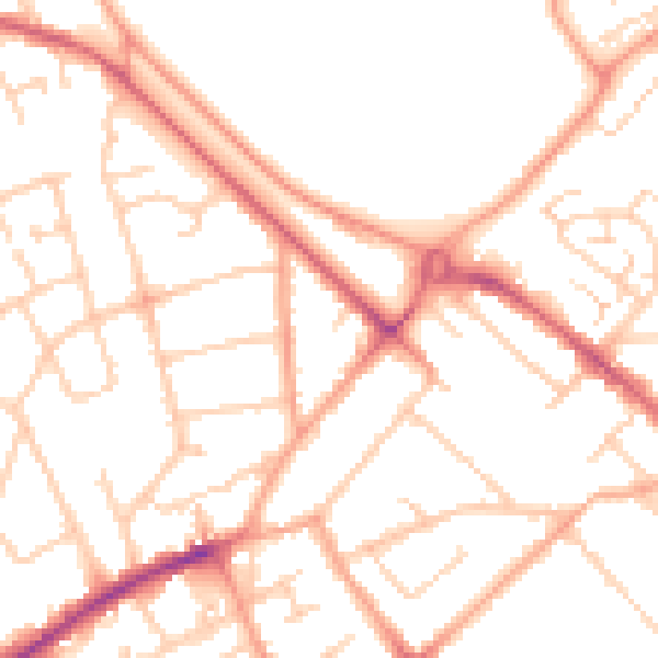 Daytime road noise heatmap for LU4 9AE