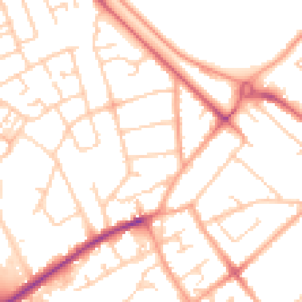 Daytime road noise heatmap for LU4 9AR