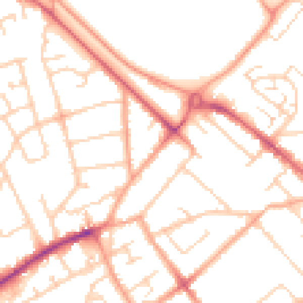 Daytime road noise heatmap for LU4 9AT