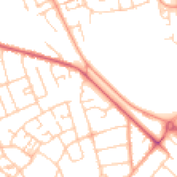 Daytime road noise heatmap for LU4 9BD