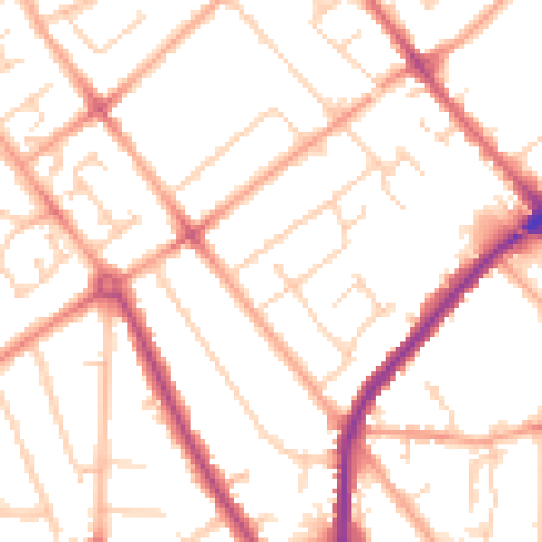 Daytime road noise heatmap for LU4 9BG