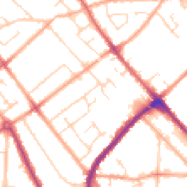 Daytime road noise heatmap for LU4 9BJ