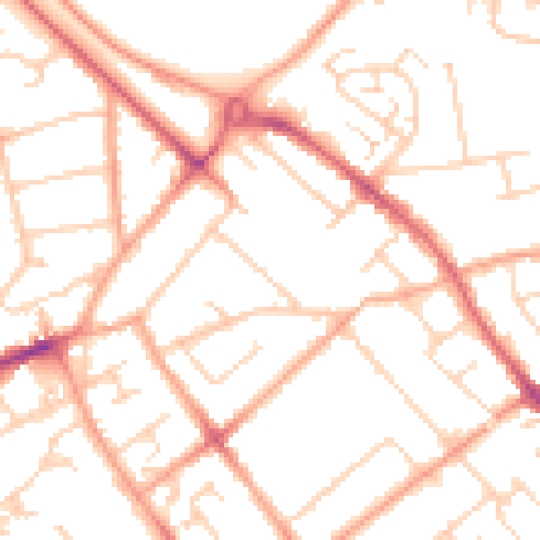 Daytime road noise heatmap for LU4 9BU