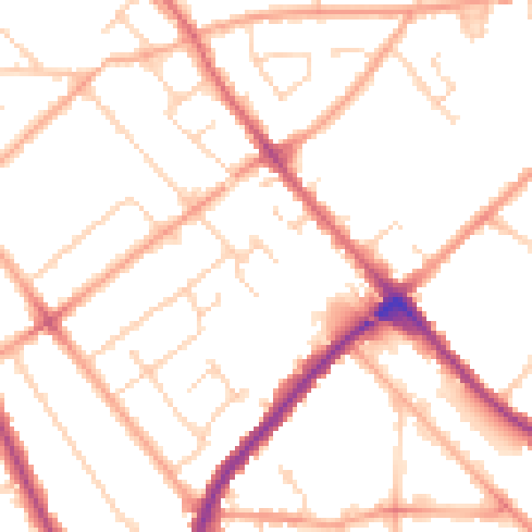 Daytime road noise heatmap for LU4 9BW