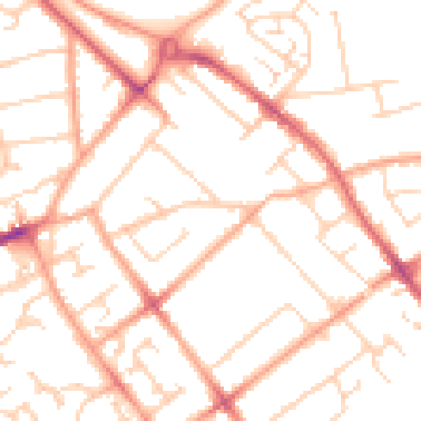 Daytime road noise heatmap for LU4 9BY